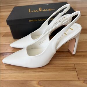 Lulus Honorata White Pointed-Toe Slingback Pumps